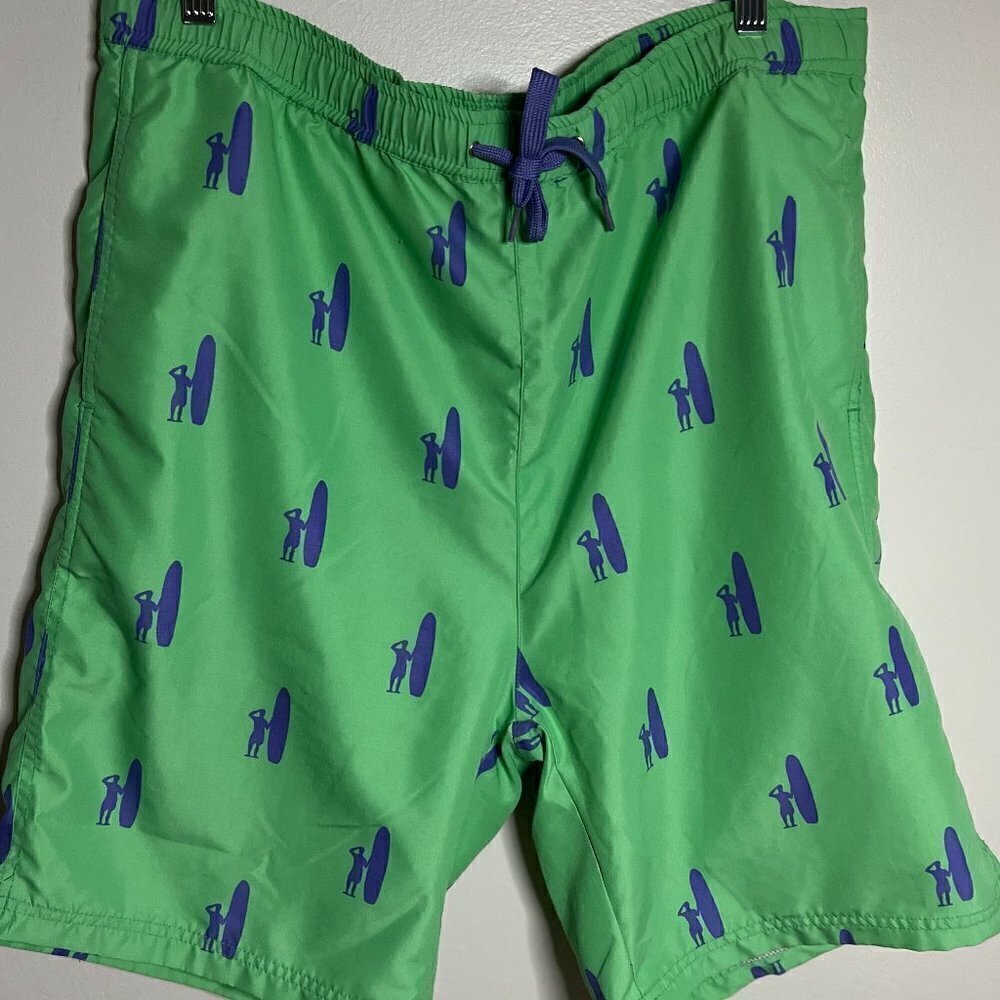 Johnnie O Swim Trunks Mens Adult Large Green Board Shorts Bathing Suit Beach
